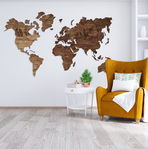 Large Wooden World Map, Solid Oak, 100x200 Cm, Boarders, Handmade, Wall  Decor, Rustic Wall Art 